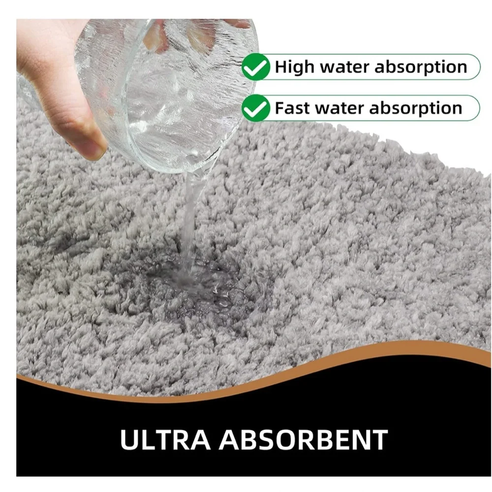 NEW Non Slip, Super Absorbent Soft Shaggy Bath Mat/Shower Rug,16”x24” Gray